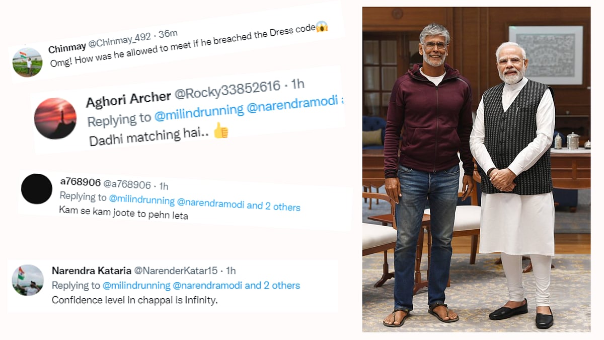 Milind Soman shares pic with PM Narendra Modi; gets trolled for wearing 'slippers' during PMO visit
