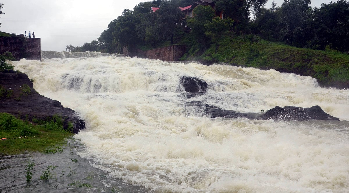Scene of Kerwa dam in state capital after heavy rain on Tuesday.