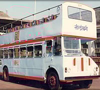 Colour photo of BEST's double-decker bus