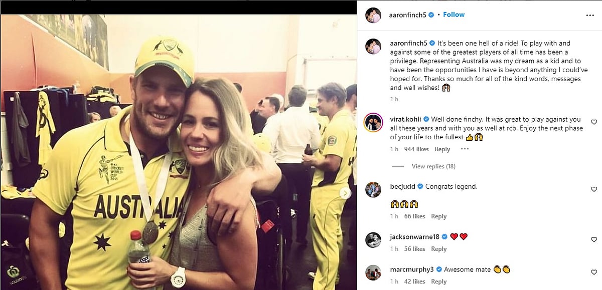 'Well done Finchy': Virat Kohli hails Aaron Finch after Australia's ...