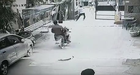 WATCH: Bike thieves try to speed through colony gate in south Delhi, alert guard shuts gate in nick of time