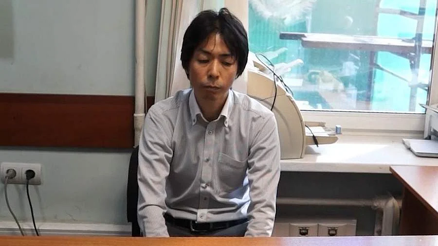 Japanese diplomat Tatsunori Motoki, who was detained by Russian security services for 'espionage' and ordered to leave the country | FSB video screengrab