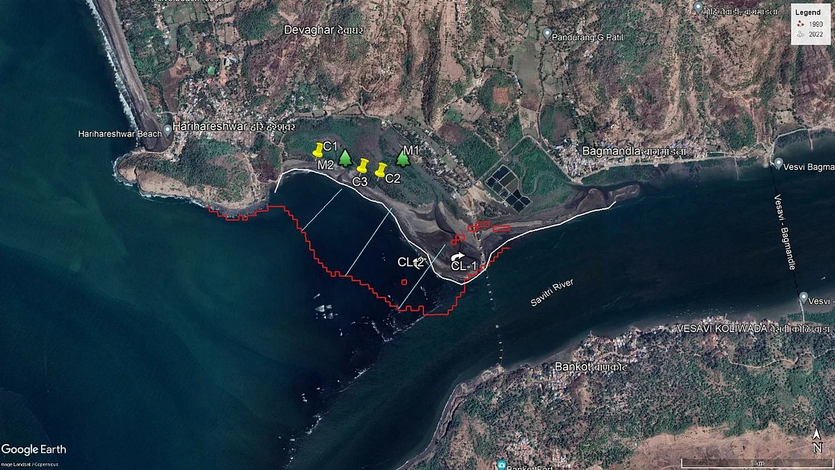 The topographical view of the shoreline