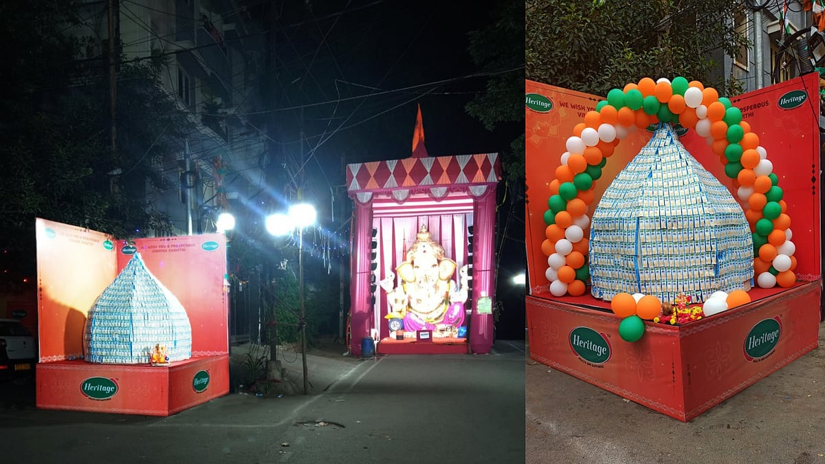 Ganeshotsav 2022: Heritage turns vanilla milkshake tetra packs into 6 feet-tall modak in Hyderabad