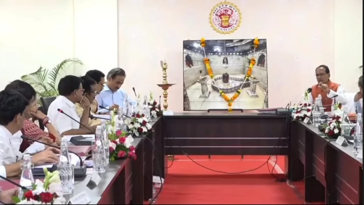 Lord Mahakal at the centre presides over first-ever Cabinet meeting held in Ujjain on Tuesday. | FP