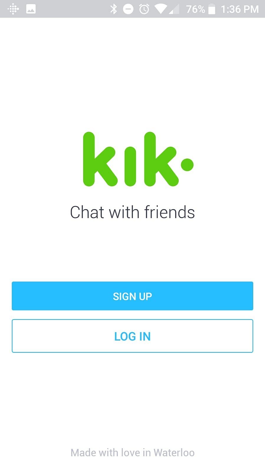 Kik sign up page