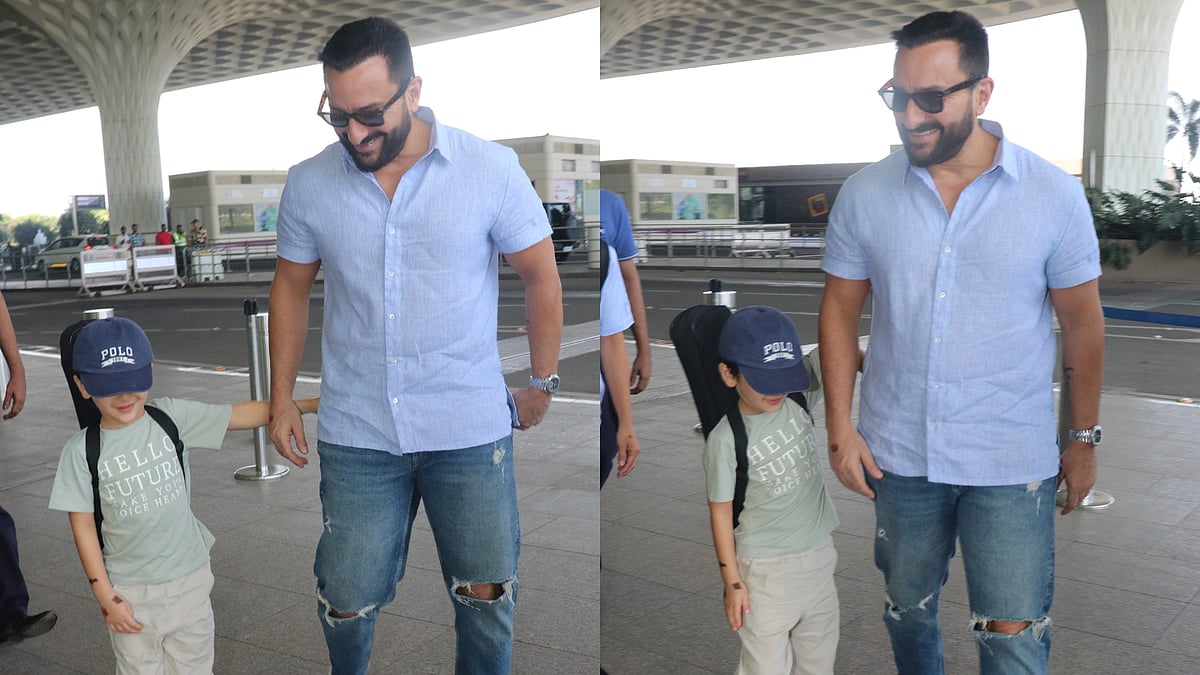 Saif Ali Khan and Taimur at Mumbai airport | Photos by Viral Bhayani
