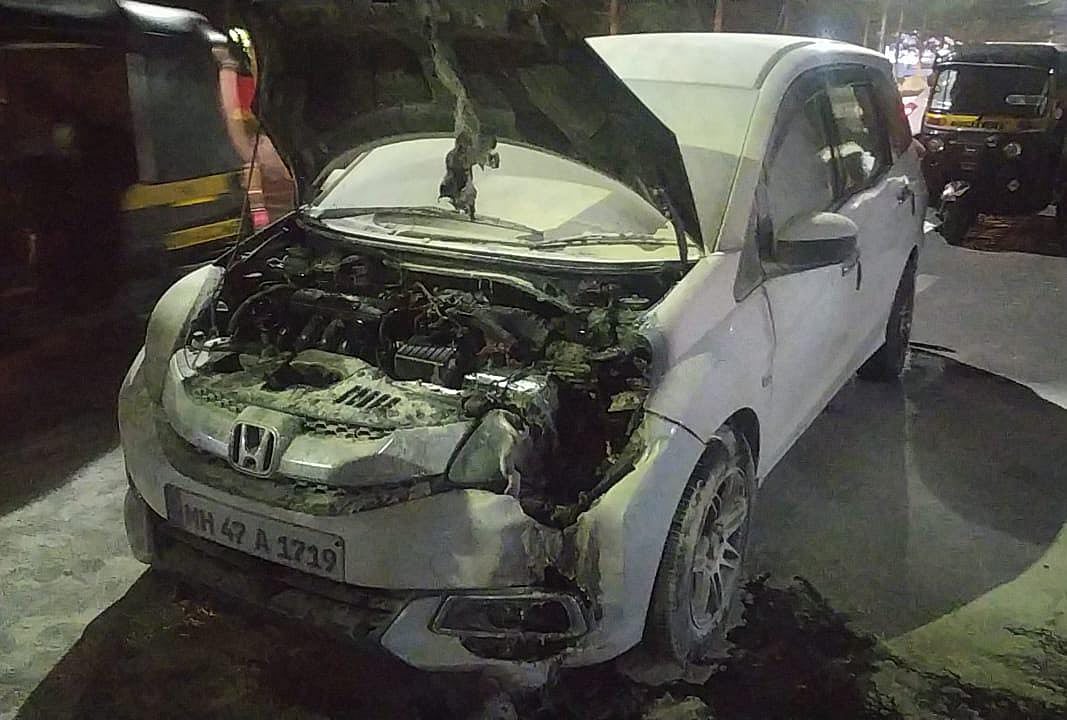 The car that caught fire was damaged