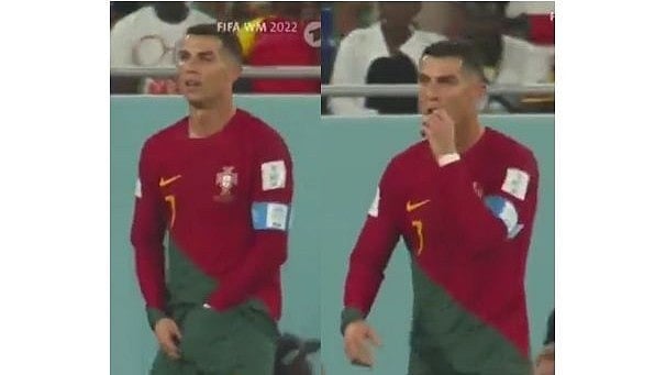 FIFA World Cup 2022: Ronaldo bizarrely puts hands into shorts and pops something in mouth, watch viral video