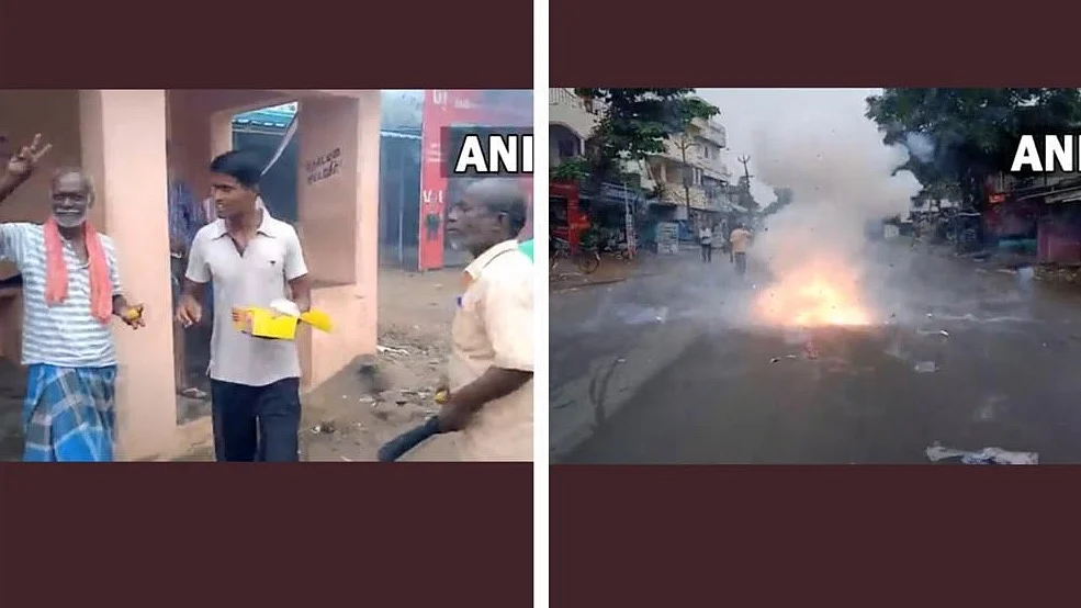 Rajiv Gandhi assassination convicts release: Nalini Sriharan's supporters celebrate her release in Vellore | ANI video capture