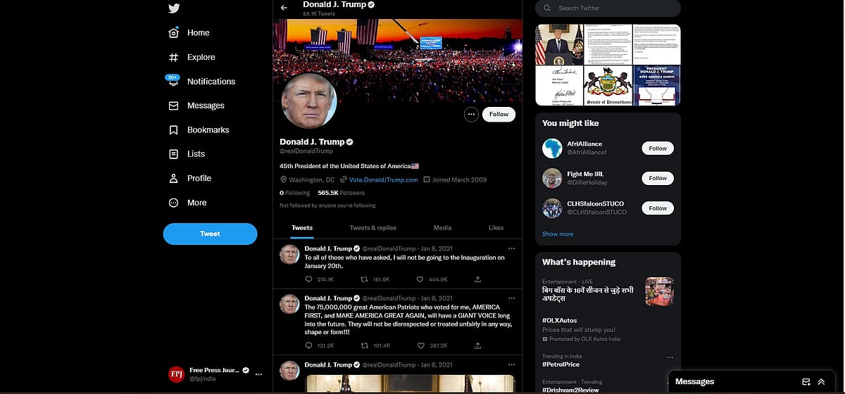 Domald Trump's account reinstated