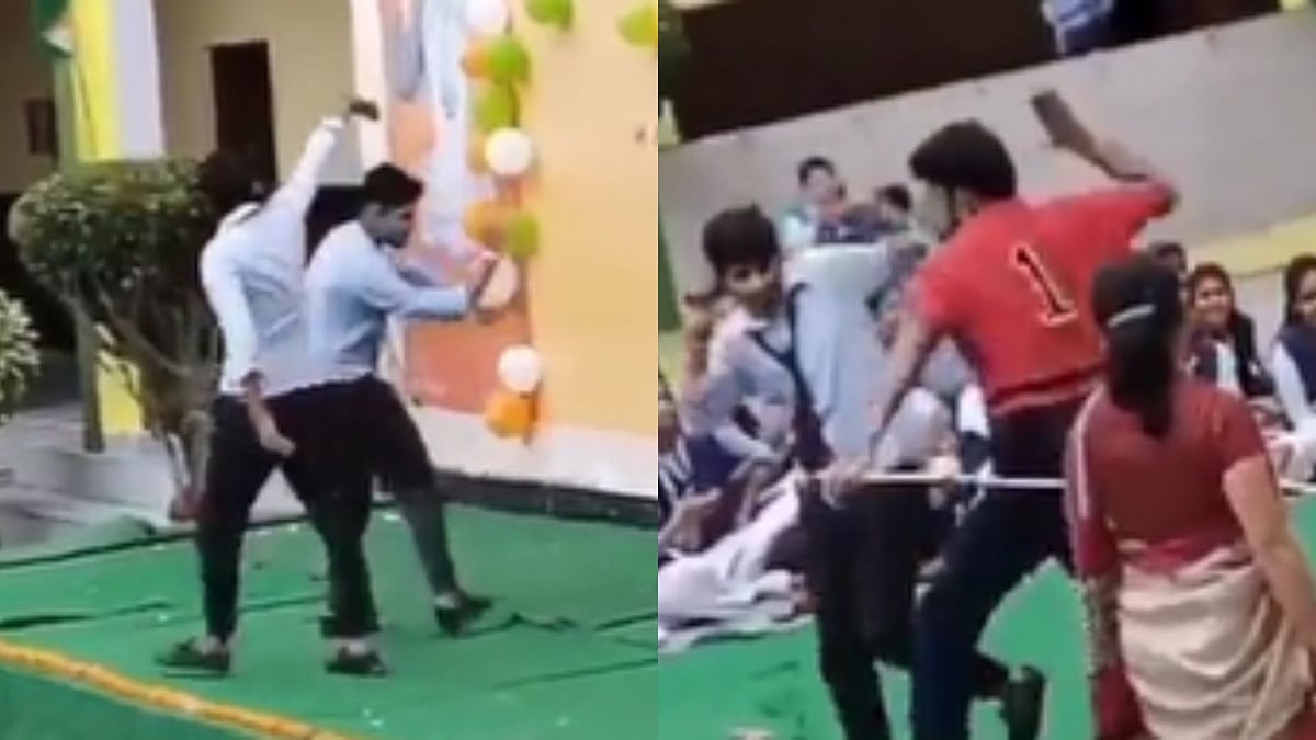 ON CAMERA: Student throws currency notes on classmate dancing at school function, gets thrashed by teacher