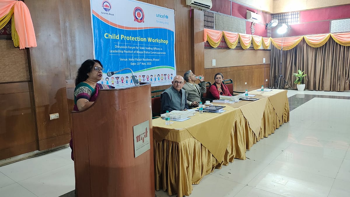 Guest addressing Child Protection Workshop in Bhopal on Wednesday