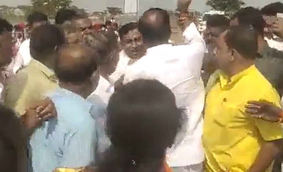 CAUGHT ON CAMERA: Angry TRS MLA grabs govt official's collar for inviting him late for inauguration of school