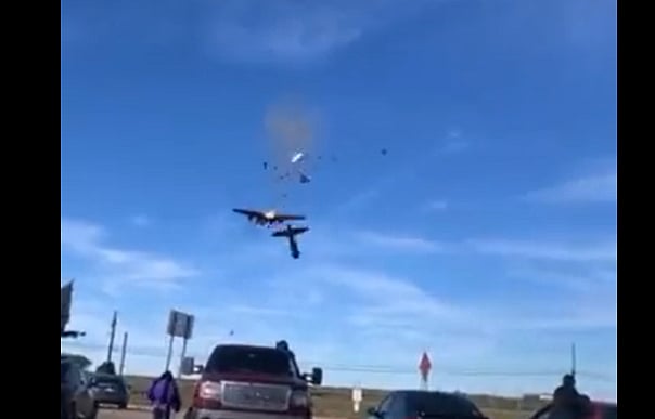 CAUGHT ON CAMERA: World War II bomber plane collides with another aircraft mid-air, dramatic visuals go viral; 6 dead