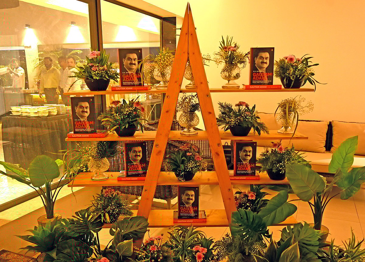 Gautam Adani book on display. Gautam Adani - Reimagining Business
in India and the World (Penguin Random House)
