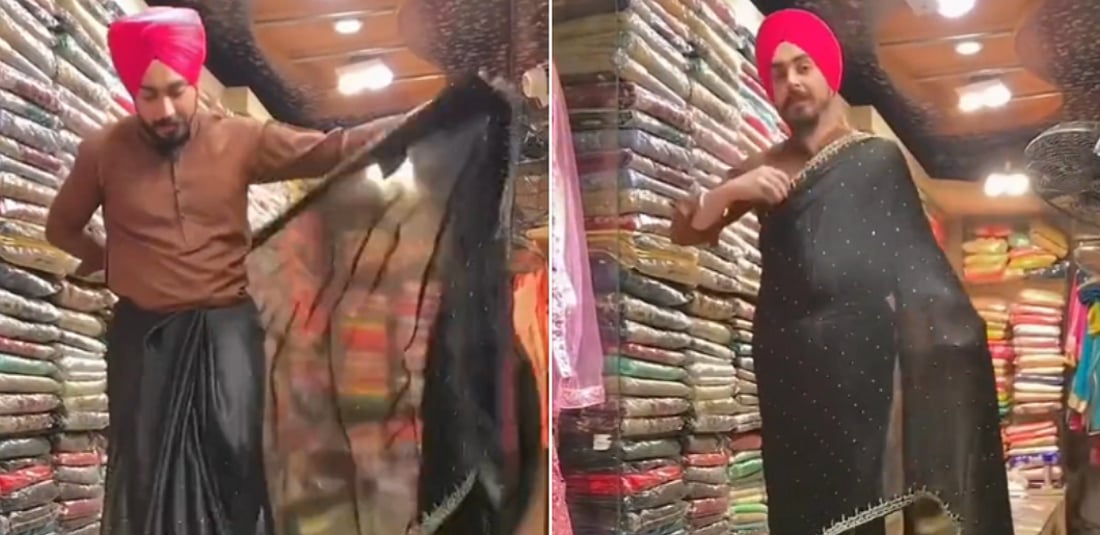 Watch: Man drapes saree in seconds, video goes viral
