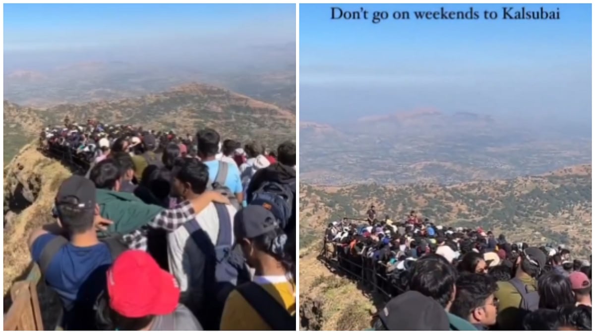 Watch: Scary visuals show massive overcrowding at Maharashtra's Kalsubai peak on weekend