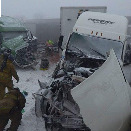 At least 12 people have died in the US, including four in a nasty 50-car pileup crash in Ohio