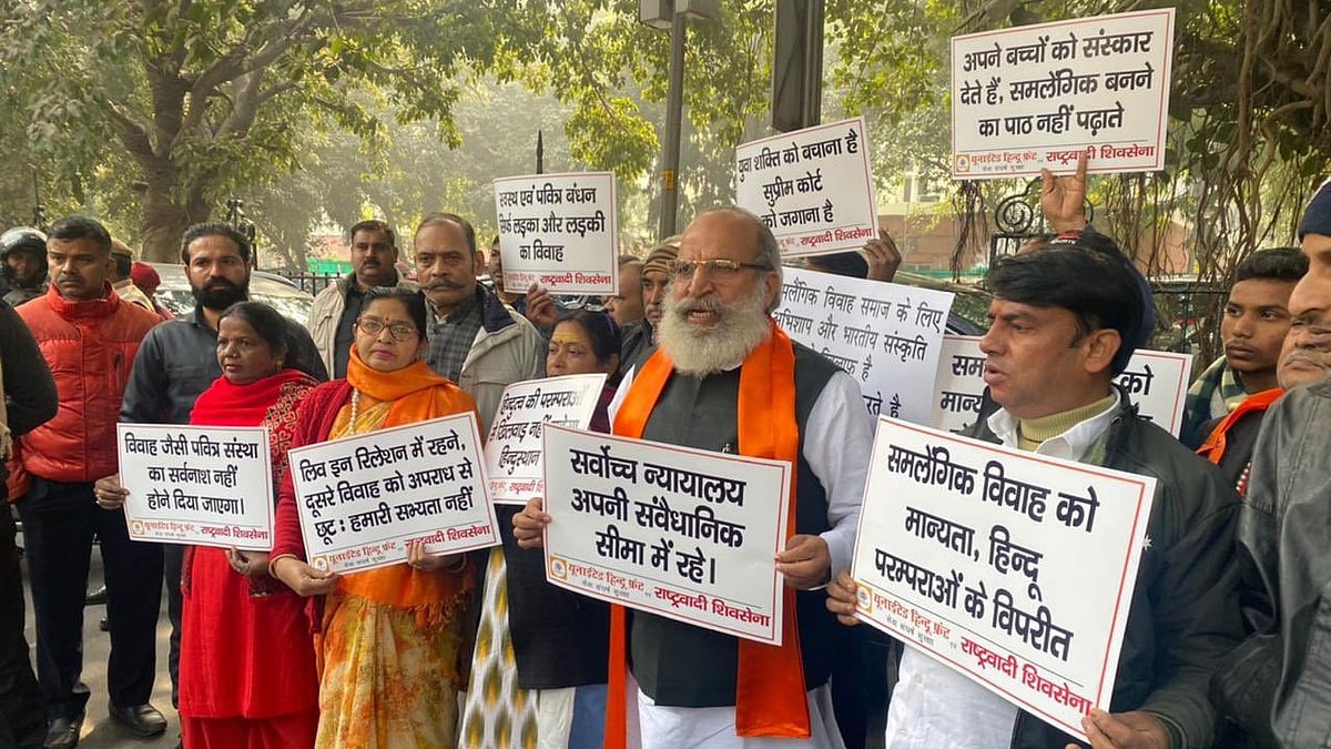 United Hindu Front protests outside Supreme Court against hearing of same-sex marriage case.  | Social media