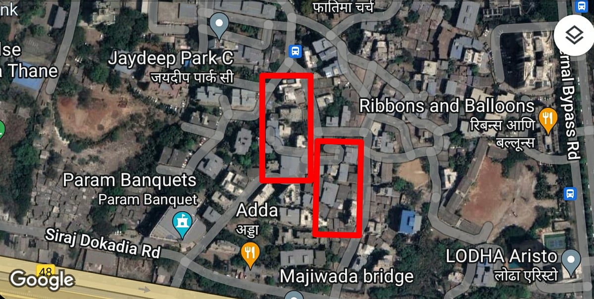 Areas where illegal structures have come up (highlighted in red)
