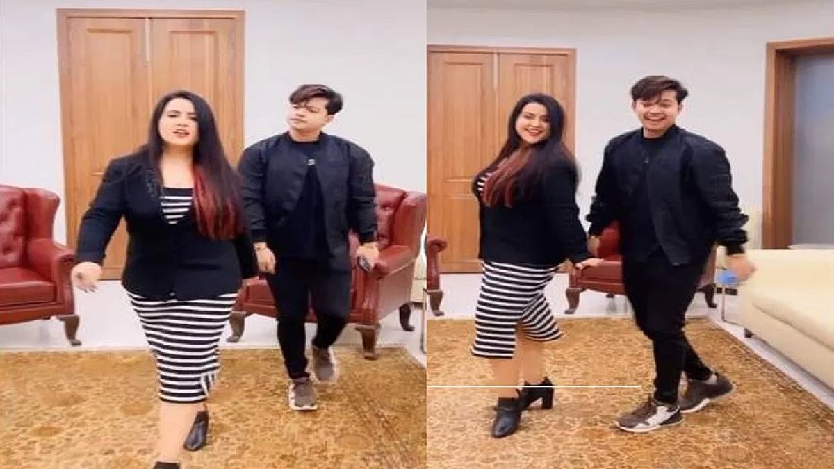 Screengrabs from viral reel of Amruta Fadnavis with Riyaz Ali.  | Admin