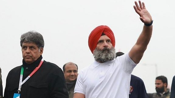 Rahul Gandhi with one of the G-23 leaders Manish Tewari during Bharat Jodo Yatra in Punjab.