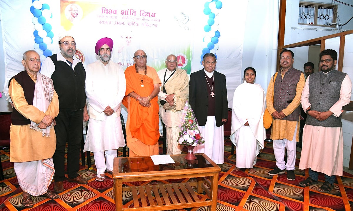 Representatives of different religions during a prayer