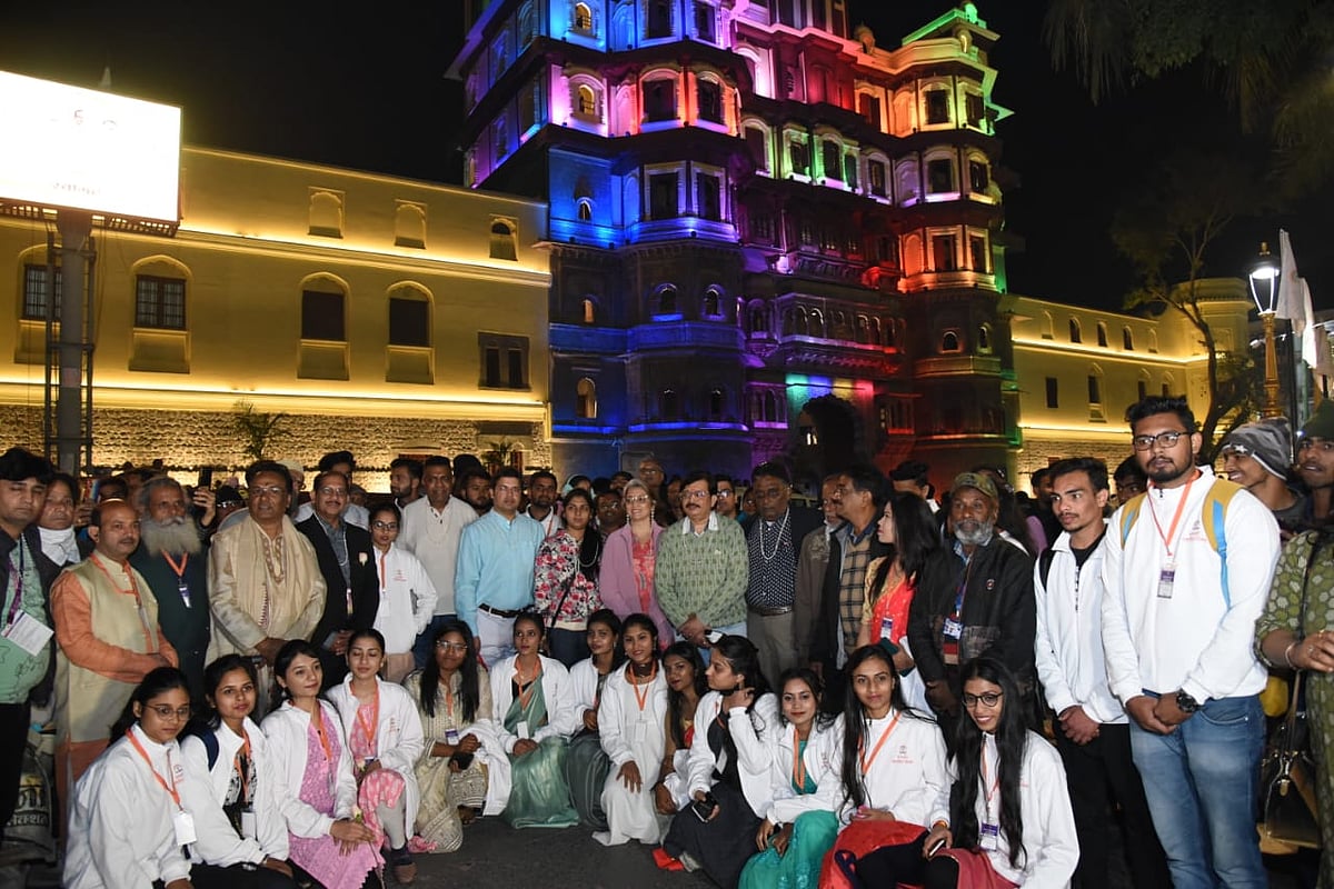 Young NRIs after Heritage walk in Rajwada on Sunday night