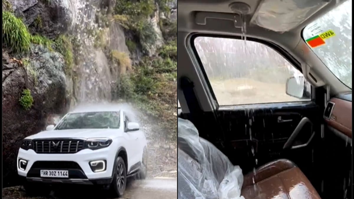 WATCH Man tries to wash his SUV under a waterfall, water leaks into