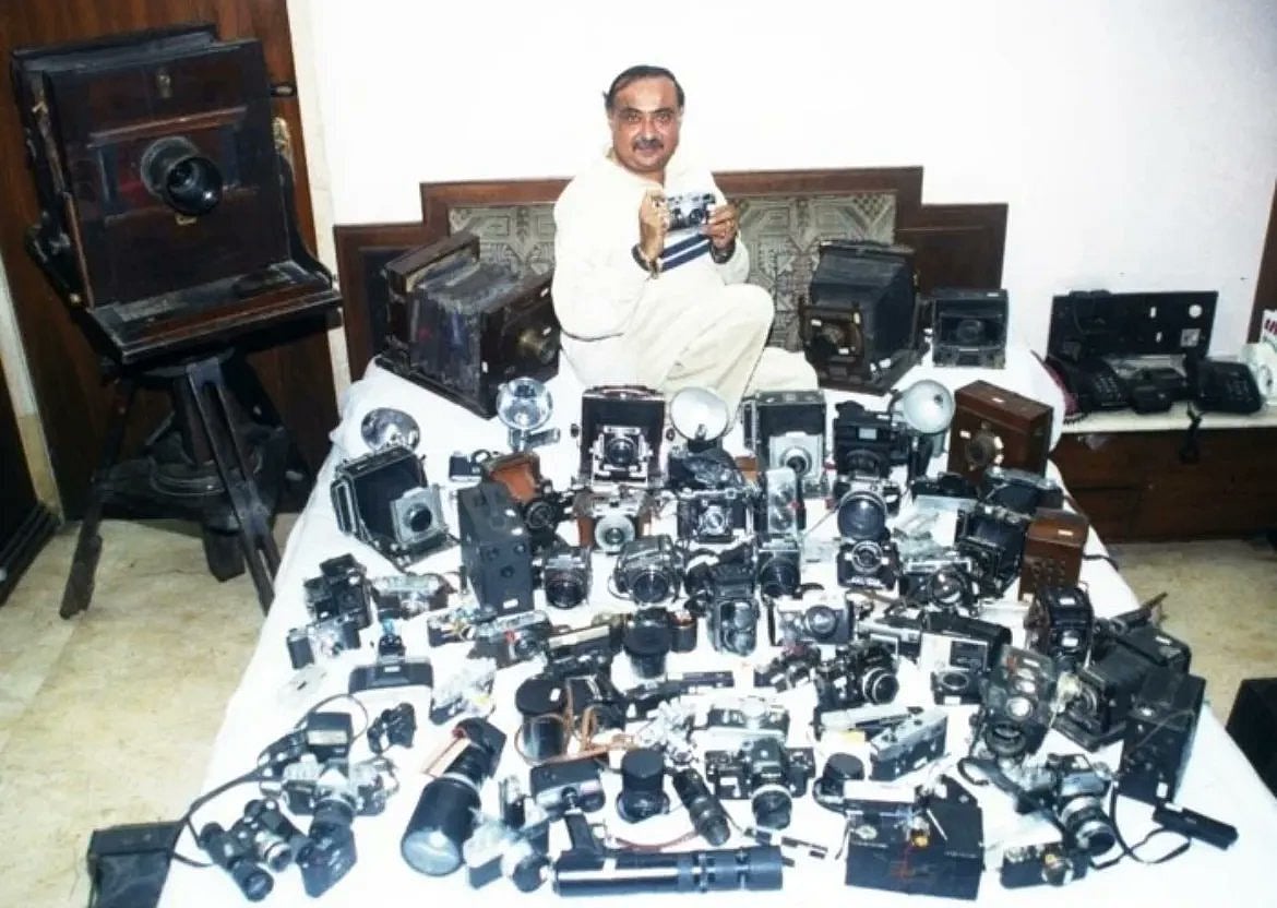 Dilish Parekh's earlier picture with his camera collection