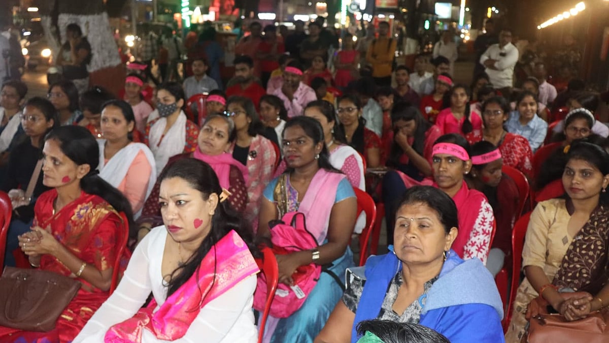 Women during 'one billion rising' March on Feb 14