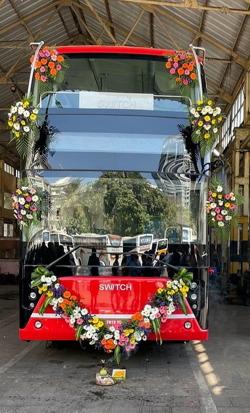 The first double-decker e-bus added to BEST’s fleet in Mumbai on Monday, February 13, 2023. 