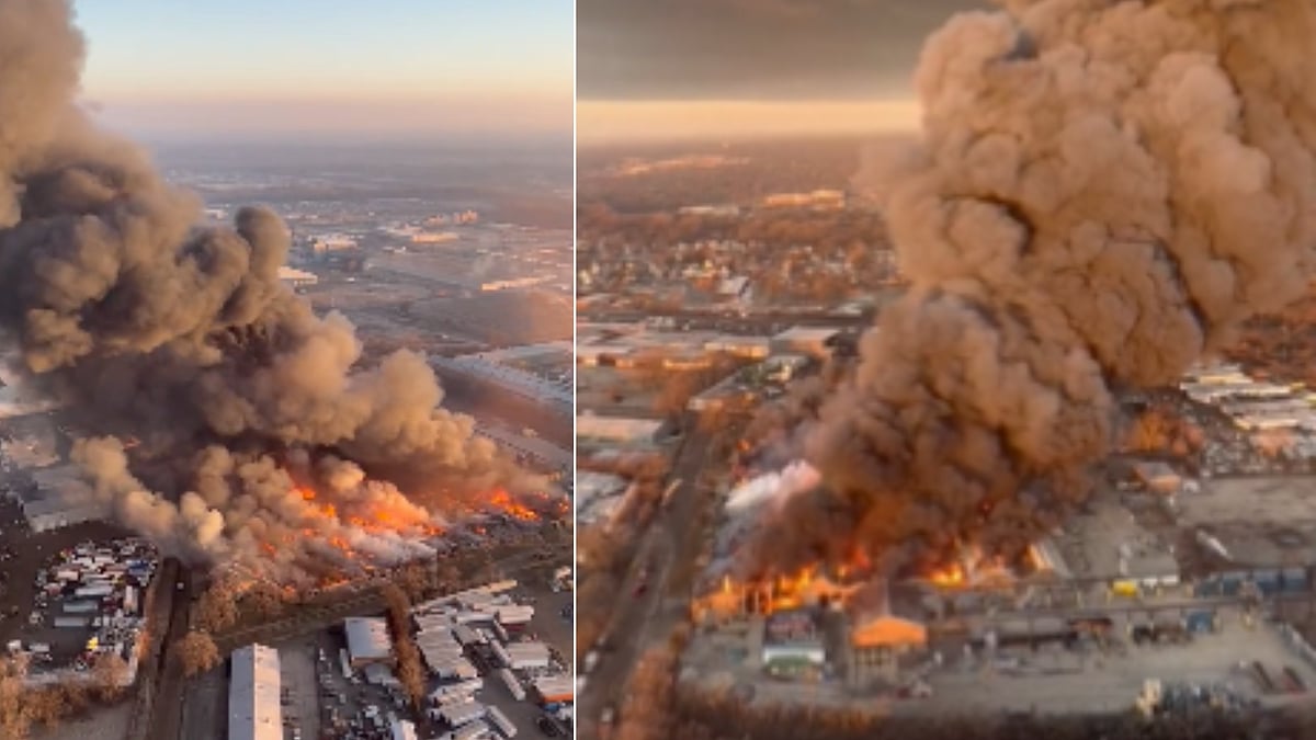 Chicago Heights fire: Massive blaze breaks out at the furniture warehouse, videos from the deadly site surface on Twitter  | Twitter 