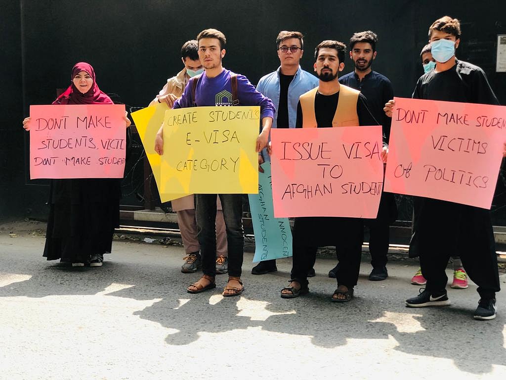 Students have been protesting since 2021 against visas being prohibited for them to come to India