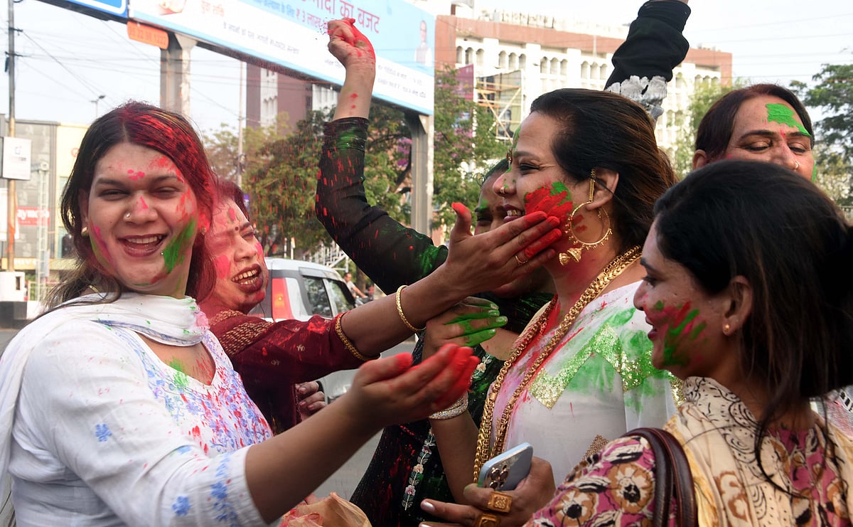 Eunuchs celebrate Holi in Bhopal on Tuesday