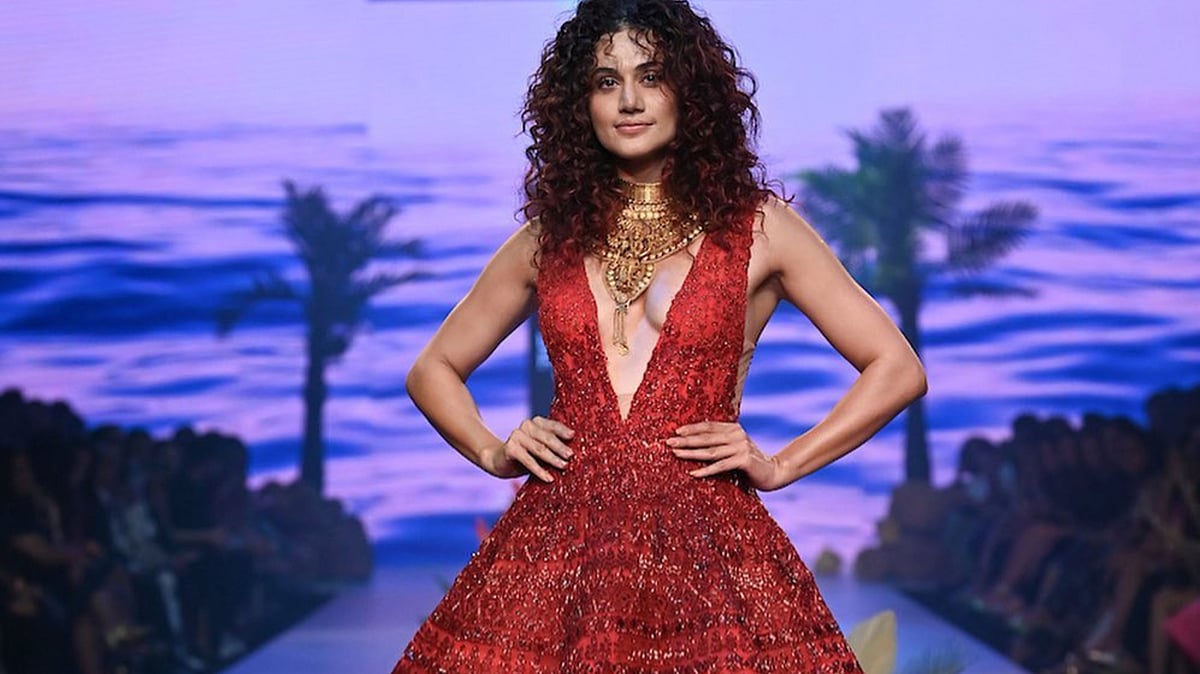 Lakmé Fashion Week 2023: Taapsee Pannu sizzled in red, Rashmika looked dapper in black & golden...
