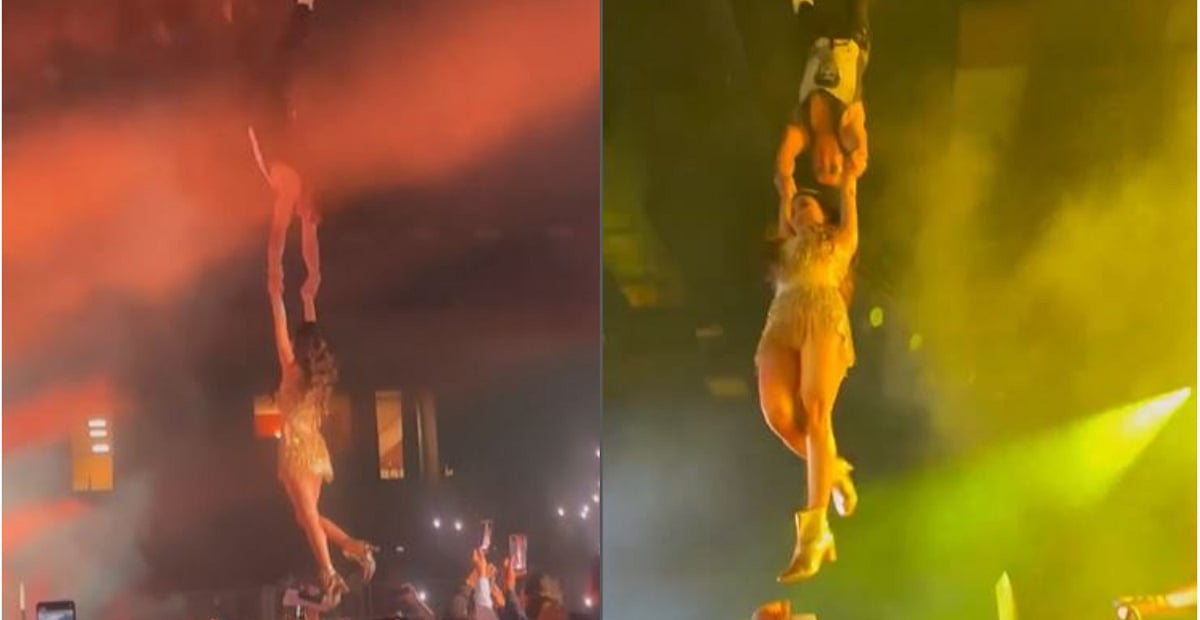 Watch: Akshay Kumar hangs upside down from harness, picks Mouni Roy from the crowd