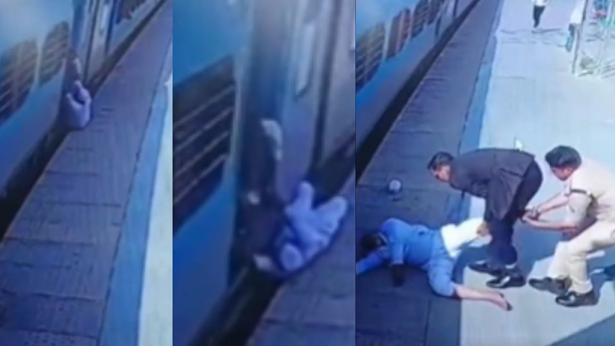 ON CAMERA: UP man tries boarding moving train at Amroha; TTE & RPF rescue him from sliding into...