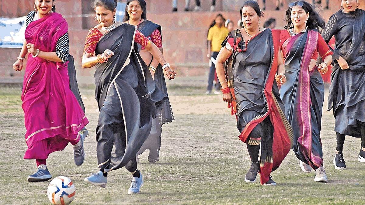 Watch: Gwalior women ditch shorts and pants, play football in sarees