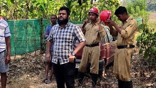 Goa: Forest fire teams toil to douse Cotarlim hill blaze