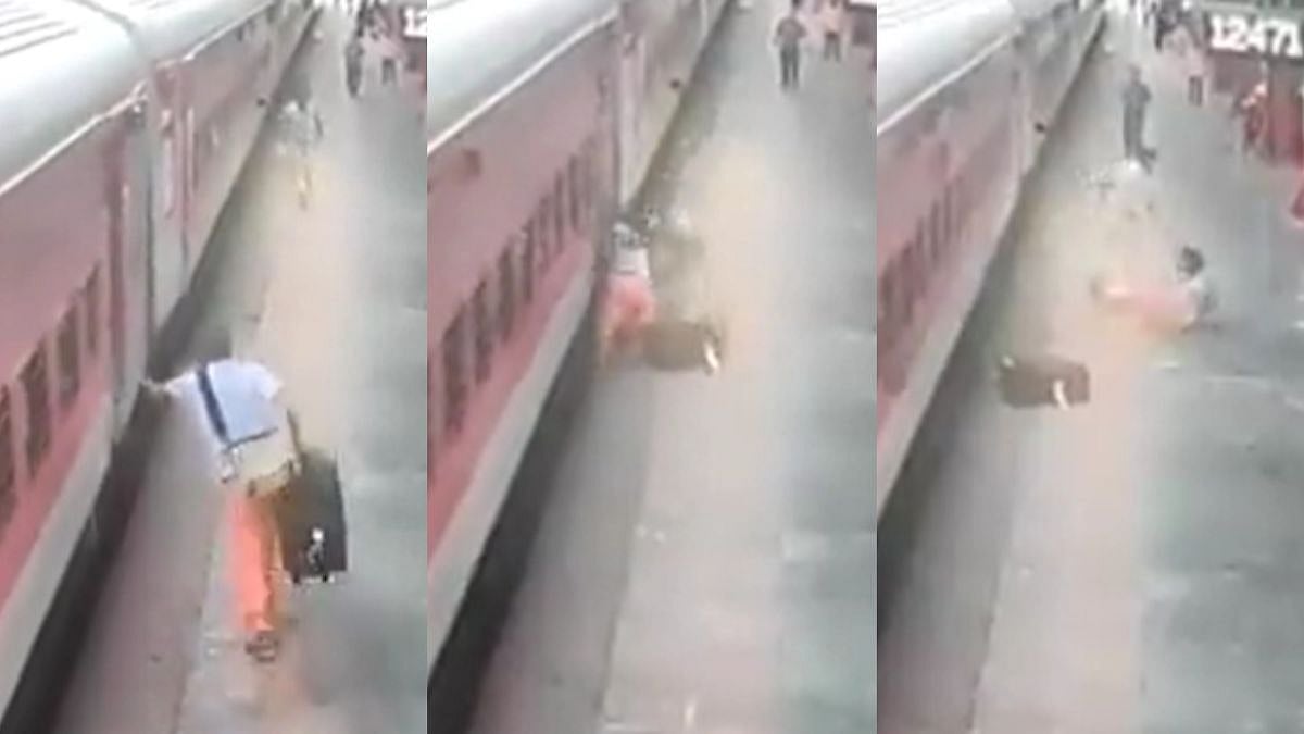 Mumbai: RPF constable makes daring rescue as passenger slips while boarding train at Bandra Terminus; Watch
