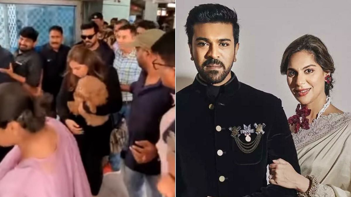 Watch: Ram Charan's pregnant wife Upasana almost trips as couple gets mobbed post RRR's Oscars win