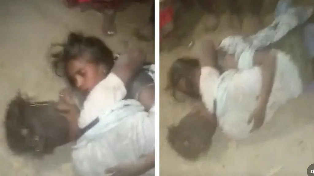 UP: Angry villagers tie up man & woman together, beat them unconscious on doubts of affair in Unnao; video emerges | Twitter video screengrab