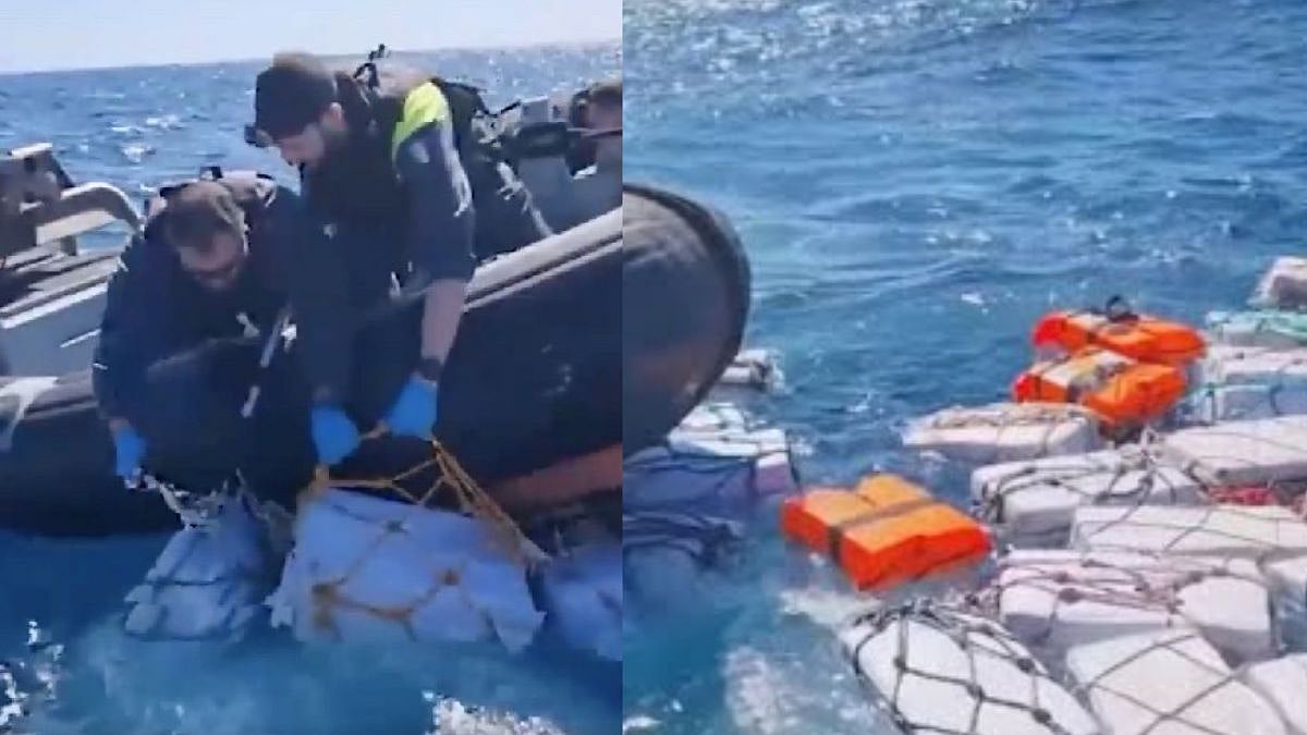 ON CAMERA: Police in Italy seize 2 tons of cocaine worth ₹3 billion floating on the island of Sicily