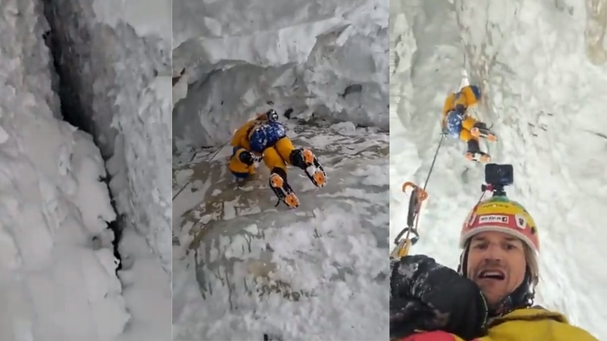  Polish climber brilliantly rescues missing Indian Anurag Maloo from crevasse | screengrab- Twitter