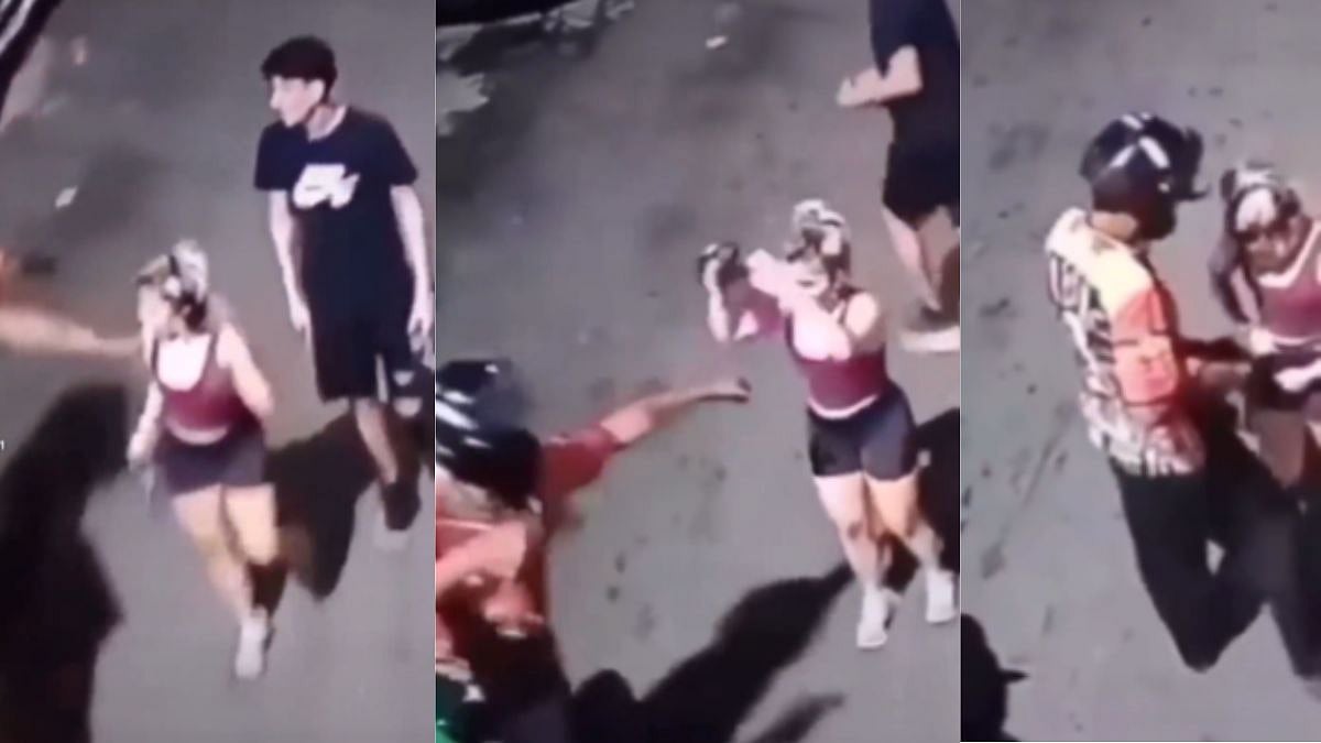 WATCH: 2 bikers attack & rob girlfriend, boyfriend 'runs away' instead of coming to her rescue; netizens call him a 'jerk'
