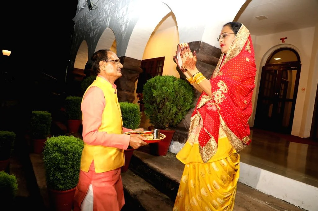 The couple celebrates Karwa Chauth together