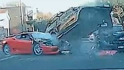 Watch: Devastating scenes as ₹3.28 crore Rare Ferrari 360 Challenge Stradale crashes into Nissan pickup in Melbourne