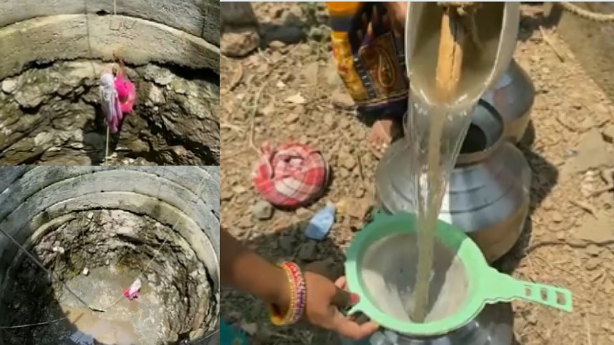 WATCH: Woman descends into well to fetch water as Nashik village faces water crisis